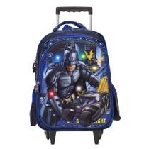 Mochila Infantil Menino Batman Rodinhas 3D Led Tamanho G