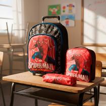 Mochila Infantil Menino Com Rodinha Homem Aranha Pre Escola
