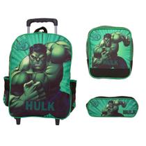 Mochila Infantil Menino de Rodinhas Herói Hulk Alto Relevo