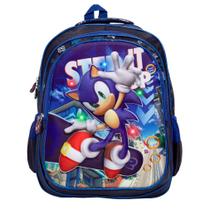 Mochila Infantil Menino Sonic Alça Costas 3D Led Reforçada