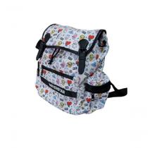 Mochila Infantil Miniso Brasil de Costa Fechamento Tipo Saco BT21 em Poliéster 40x30 Branca
