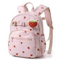 Mochila infantil mommore Strawberry Corduroy Girls de 2 a 4 anos Mochila infantil mommore Strawberry Corduroy Girls de 2 a 4 anos