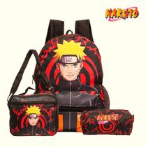 Mochila Infantil Naruto Bolsa Escolar de costas lancheira e estojo - Box