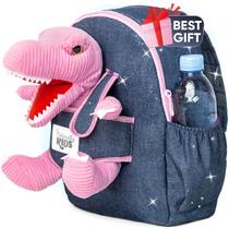 Mochila Infantil Naturally KIDS Dinossauro Rosa com Brinquedo de Pelúcia (4 a 8 anos)