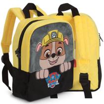 Mochila Infantil Patrulha Canina Personagem Rubble Amarela