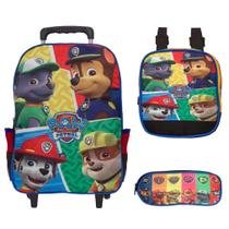 Mochila Infantil Patrulha Canina Rodinhas Lancheira Estojo