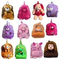 Mochila infantil pelúcia bichinhos variados escola passeio elegante