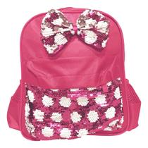 Mochila Infantil Poá Com Laço De Lantejoulas Magicas