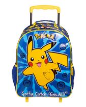 Mochila Infantil Pokemon Pikachu Mala Escolar Com Rodinhas