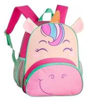 Mochila Infantil Pré-Escola Creche Unicórnio 3D Orelhas em Pelúcia Menina Clio Pets Lançamento