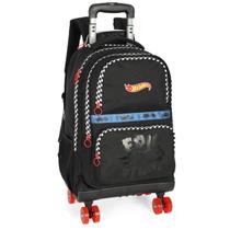 Mochila Infantil Preta Com Rodinhas Hot Wheels Grande Luxcel