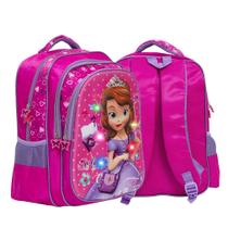 Mochila Infantil Princesa Sofia Led Pisca Pisca Passeio