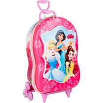 Mochila Infantil Princesas Com Rodinha Disney Em Alto Relevo 3D Escolar - Maxtoy