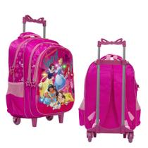 Mochila Infantil Princesas Rodinha Reforçada Led Toys 2U