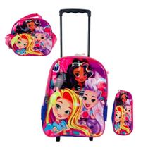 Mochila Infantil Rodinha Barbie Amigas Rosa Estojo Lancheira Mochila Infantil Rodinha Barbie Amigas Rosa Estojo Lancheira