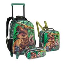 Mochila Infantil Rodinha Dinossauro com Lancheira e Estojo Verde Mochila Infantil Rodinha Dinossauro com Lancheira e Estojo Verde