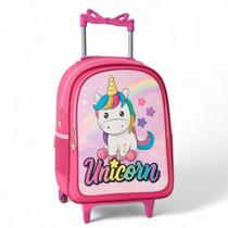 Mochila Infantil Rodinha Feminina Menina Reforçada - Unicórnio