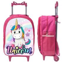 Mochila Infantil Rodinha Feminina Menina Reforçda- Unicornio