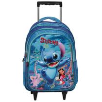 Mochila Infantil Rodinha Lilo Stitch Angel Tam G Cor Azul