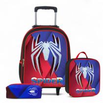 Mochila Infantil Rodinha Masculina + Estojo + Lancheira Térmica - Kit Completo