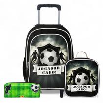 Mochila Infantil Rodinha Menino Escolar Masculina Criança + Lancheira Térmica + Estojo Grande