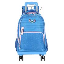 Mochila infantil Rodinha Stitch 360 Graus Azul