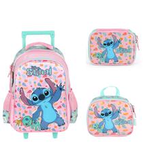 Mochila Infantil Rodinha Stitch Com Lancheira E Estojo Rosa