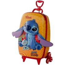 Mochila infantil rodinha tripla 3D Stitch Tropical Laranja Diplomata