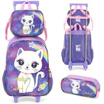 Mochila Infantil Rodinhas Cindy com Lancheira e Estojo Roxo Mochila Infantil Rodinhas Cindy com Lancheira e Estojo Roxo