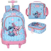 Mochila Infantil Rodinhas Stitch com Lancheira e Estojo MC50102SC Rosa Mochila Infantil Rodinhas Stitch com Lancheira e Estojo MC50102SC Rosa
