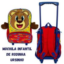 Mochila Infantil Rodinhas Urso Escolar Ursinho Menino Volta