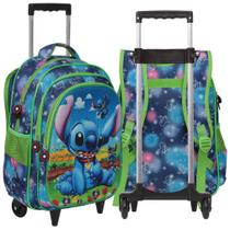 Mochila Infantil Stitch Carrinho Creche Pre Escola Tam G