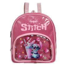 Mochila Infantil Stitch Pequena Passeio Escola Cor Rosa