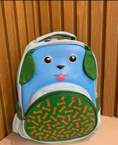 Mochila infantil tema cachorrinho cor azul e verde
