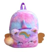 Mochila Infantil Unicórnio Escolar Passeio Bolsa Peluda