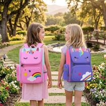 Mochila Infantil Unicórnio Impermeável Grande Espaçosa Divisórias Conforto Bolsos Laterais Mochila Infantil Unicórnio Impermeável Grande Espaçosa Divisórias Conforto Bolsos Laterais