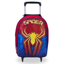 Mochila infantil Vermelha e Azul Rodinhas Homem Aranha