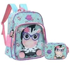 Mochila Infantil Zebra Transparente Up4you Costas G Estojo