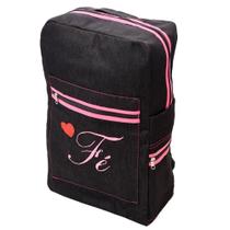 Mochila Jeans Feminino Masculino Repartições em Zíper Estampa Variada Dia a Dia