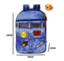 mochila jeans TW707 escolar menina reforçada espacio para