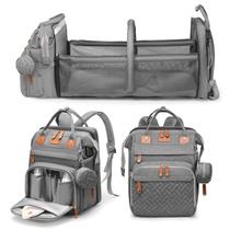 Mochila Jeryswet Baby Fraldas Impermeável USB Cinza