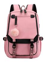 Mochila JiaYou Teenage Girls' Middle School 21L rosa preta Mochila JiaYou Teenage Girls' Middle School 21L rosa preta