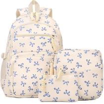 Mochila JingYukJ Coquette Bow Blue Nylon para crianças