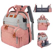 Mochila JOYCE 3 em 1 para fraldas para bebês cinza rosado