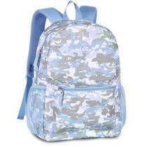 Mochila Juvenil Camuflada Azul Feminina Escolar Clio Girls