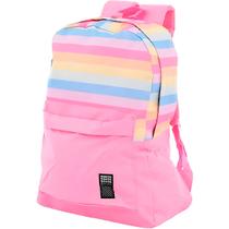 Mochila Juvenil Colorida Listrada Escola Passeio Cor:Rosa