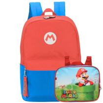 Mochila Juvenil Costas + Lancheira Térmica Super Mario Bros