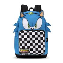 Mochila Juvenil Escolar Gamer Básica Sonic Hedgehog Azul