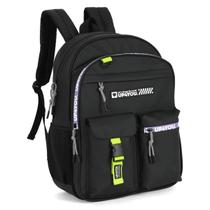 Mochila Juvenil Escolar Grande Emborrachada Preto Masculina