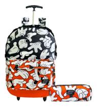 Mochila Juvenil Estampada Mickey Mouse G Rodinhas Estojo
